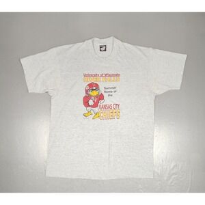 Vintage 1990 Kansas City Chiefs T-Shirt Mens XL Gray River Falls Single Stitch